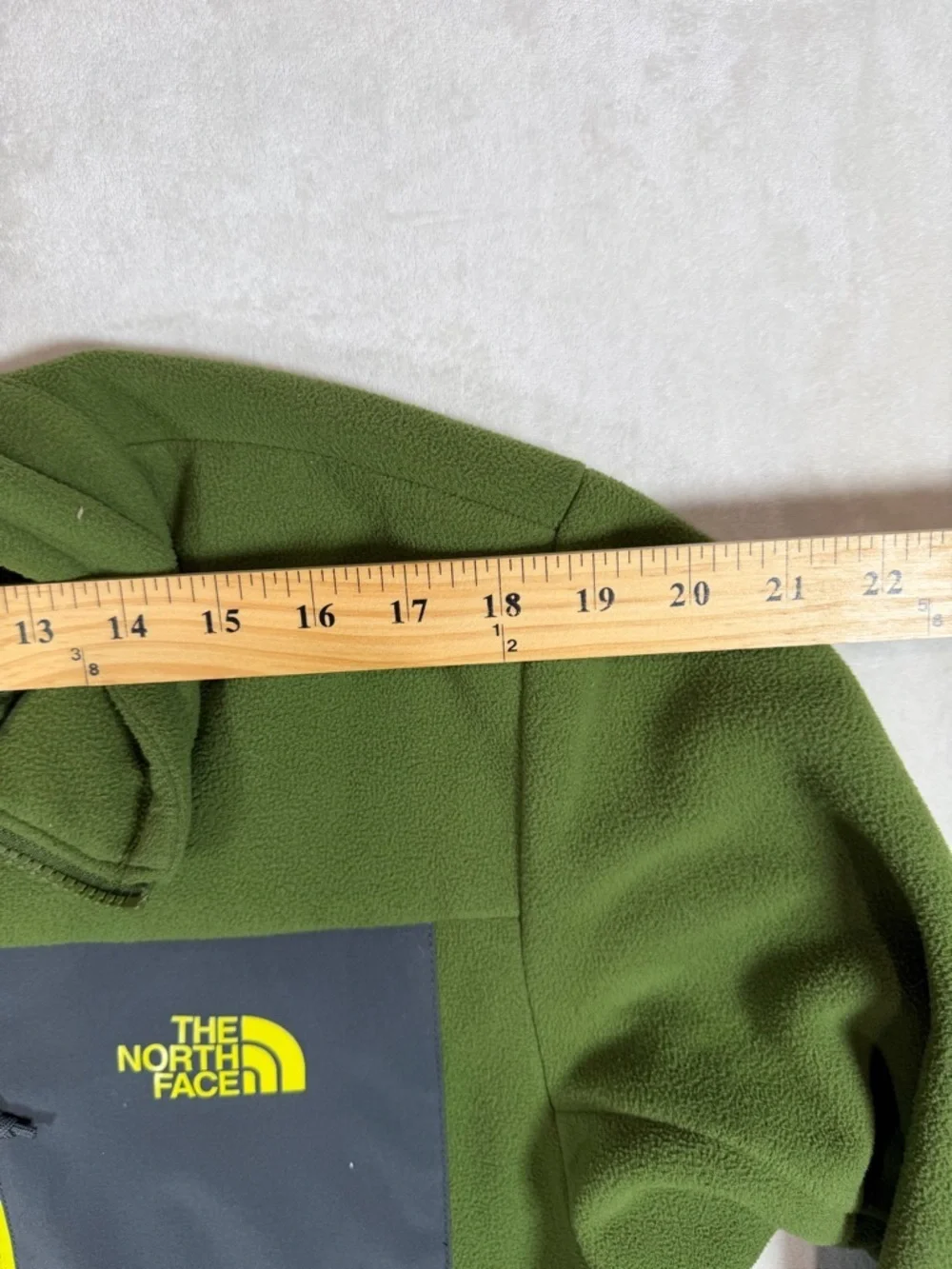 The North Face Medium Olive Green Fleece Jacket with Contrast Chest Pocket
